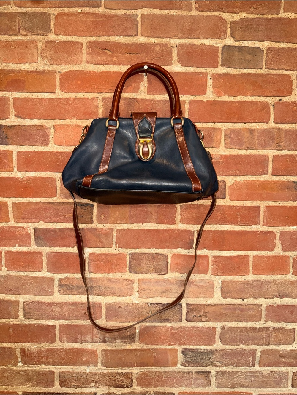 Vintage Navy and brown leather purse